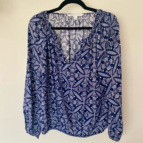 Diane Von Furstenberg Hathaway Silk Patterned Blouse - Picture 2 of 7